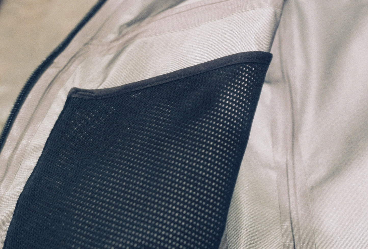 close up detail of the internal jacket pocket