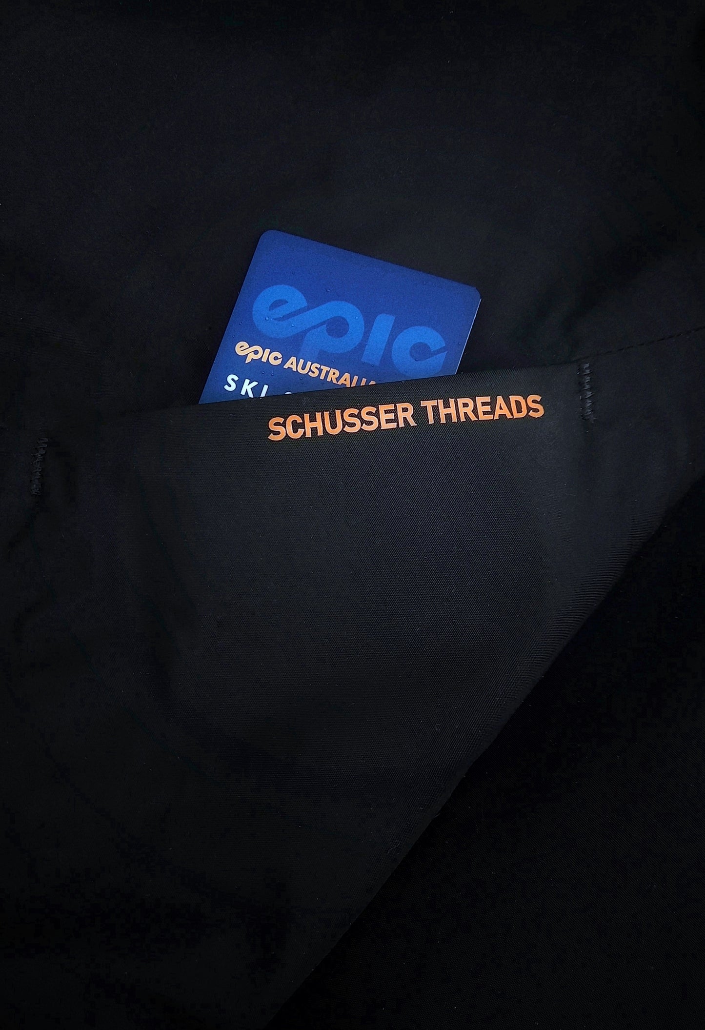 shell jacket arm pocket with epic ski pass inside