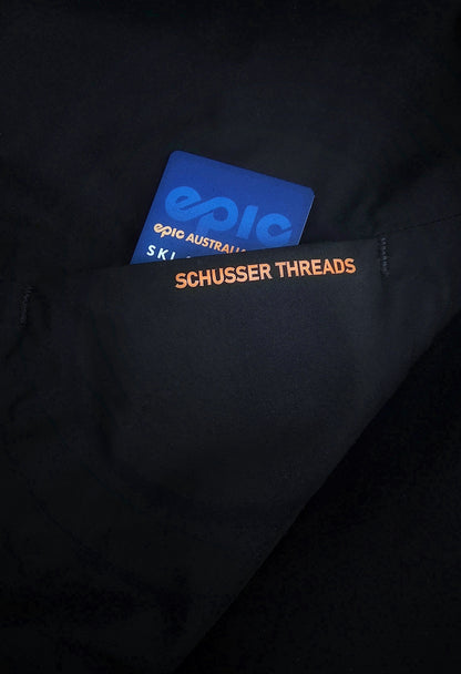 shell jacket arm pocket with epic ski pass inside